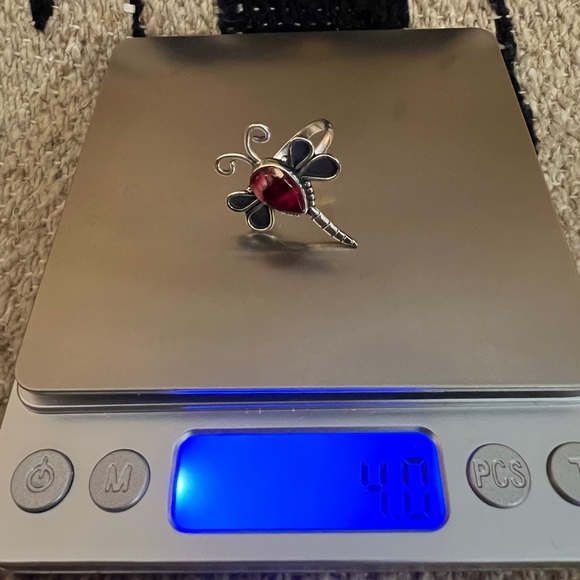 ❤️ Red Dahlia Kingman Turquoise 925 Dragonfly Ring Navajo Southwestern Size 7.75 - Picture 9 of 14